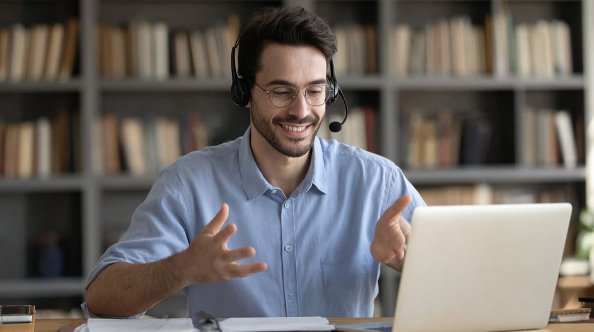 Counsellor with headset