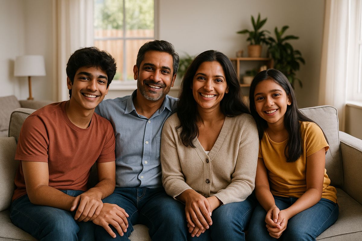 Family exploring careers together